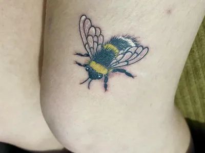 For all your insane tattoo-related image viewing needs, look no further than the assortment of images amassed below... Yellow Bee Tattoo, Fluffy Bumble Bee Tattoo, Cartoon Bumble Bee Tattoo, Bee Ankle Tattoo, Cartoon Bee Tattoo, Bees Knees Tattoo, Knees Tattoo, Bee Butts, Flower Tats