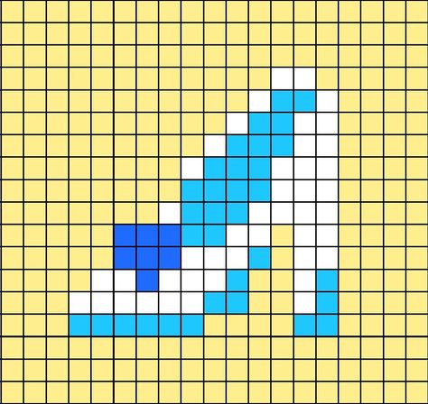 A pixel art template of Cinderella's glass shoe. Cinderella Perler Beads, Cinderella Cross Stitch Pattern, Cinderella Pixel Art, Frozen Cross Stitch, Crochet Stitches Chart, Easy Perler Bead Patterns, Easy Pixel Art, Tiny Cross Stitch, Pixel Art Templates