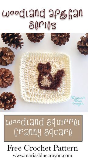 Woodland Crochet Blanket, Squirrel Crochet Pattern, Squirrel Applique, Woodland Crochet, Crochet Squirrel, Woodland Squirrel, Crochet Woodland, Granny Square Häkelanleitung, Crochet Beginners