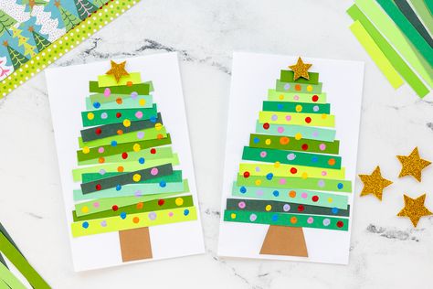 Paper Strip Christmas Trees, Early Years Christmas Crafts, Toddler Christmas Tree, Paper Christmas Tree, Christmas Tree Painting, Faux Tree, Christmas Tree Crafts, Christmas Tree Cards, Easy Christmas Crafts