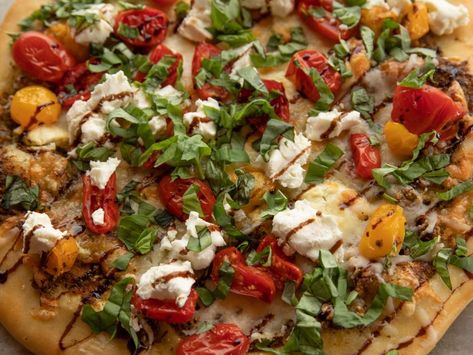 Pizza Ree-A Recipe | Ree Drummond | Food Network Ree Drummond Recipes, Pioneer Woman Recipes, Ree Drummond, Italian Pizza, Balsamic Glaze, Good Pizza, Provolone, A Pizza, Italian Dishes