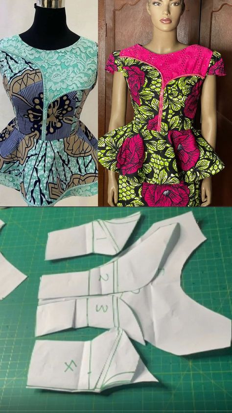 This is a tutorial on how to draft a blouse with an asymmetrical zipper design detail. To make this outfit, you should be able to draft a half-scale basic bodice pattern Basic Bodice Pattern, Basic Bodice, Unique Fashion Outfits, Basic Dress Pattern, Easy Dress Sewing Patterns, Kente Dress, Girls Dresses Sewing, Girls Dress Sewing Patterns, Short African Dresses