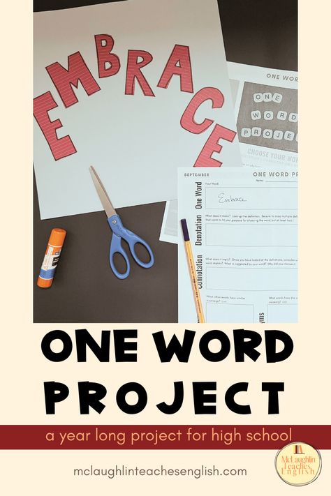 The One Word Project - McLaughlin Teaches English Writing Prompts For High School, One Word Project, High School English Classroom, High School Literature, Creative Writing Classes, Ap Literature, High School Writing, Teaching High School English, Word Of The Year