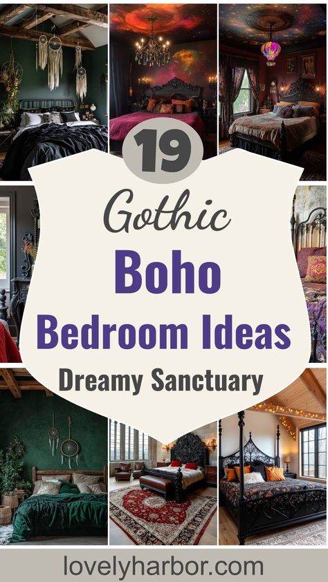 19 Best Gothic Boho Bedroom Ideas For A Dreamy Sanctuary Girly Gothic Aesthetic, Boho Witchy Bedroom Ideas, Gothic Western Bedroom, Boho Canopy Bedroom, Boho Gothic Bedroom, Southern Gothic Bedroom, Emo Room Aesthetic, Gothic Boho Bedroom, Gothic Bedroom Aesthetic