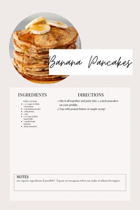 Super easy way to make pancakes healthier 🥰 Ingredients For Pancakes, Health Pancake Recipe, Katie Bevington Recipes, Katie Bevington, Simple Healthy Pancake Recipe, Recipe Pancakes Easy Basic, Clean Eating Pancakes, Breakfast Recipes Easy, Healthy Snacks Recipes