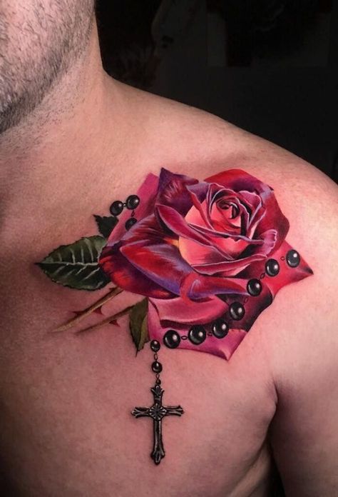 Rose Chest Tattoo, A Rose Tattoo, Rose Tattoo Forearm, Realistic Rose Tattoo, Rose Tattoo Sleeve, Rose Shoulder Tattoo, Timeless Tattoo, Rose Tattoos For Men, Rose Tattoos For Women