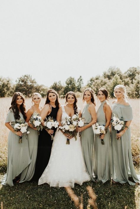 trending mismached sage green bridesmaid dresses Maid Of Honor And Bridesmaid Dresses, Maid Of Honor Different Dress, Maids Of Honor Dresses, Maid Of Honor And Bridesmaid, Spring Bridesmaids, Spring Wedding Bridesmaids, Maid Of Honor Dresses, Kelsey Rose, Maid Of Honor Dress