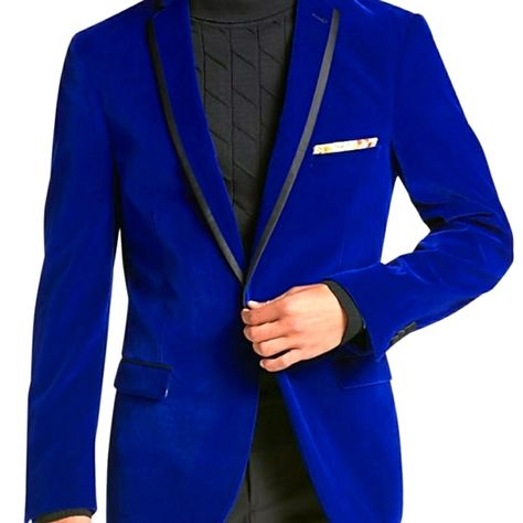 Royal Blue Velvet Dinner Jacket/ Blazer by Vinci Mens Velvet Suit, Velvet Dinner Jacket, Prom 2022, Italian Suit, Dinner Jacket, Velvet Suit, Stylish Jackets, Jacket Blazer, Blue Velvet