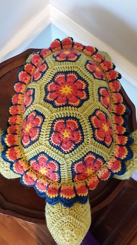 Ravelry: CindyEggleston's Posey the Turtle Crochet African Flower Turtle Free Pattern, Crochet Turtle Pillow, African Flower Turtle, Crochet Turtles, African Crochet, African Flower Crochet Animals, Heidi Bears, Turtle Craft, Crochet Turtle Pattern