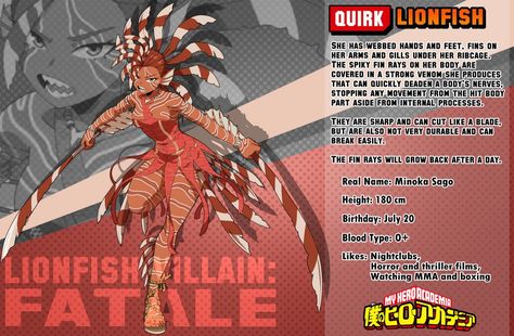 Mha Oc Quirk, Hero Oc, My Hero Academia Costume, The Mechanic, Super Powers Art, Mha Oc, Superhero Villains, Super Hero Outfits, Lion Fish