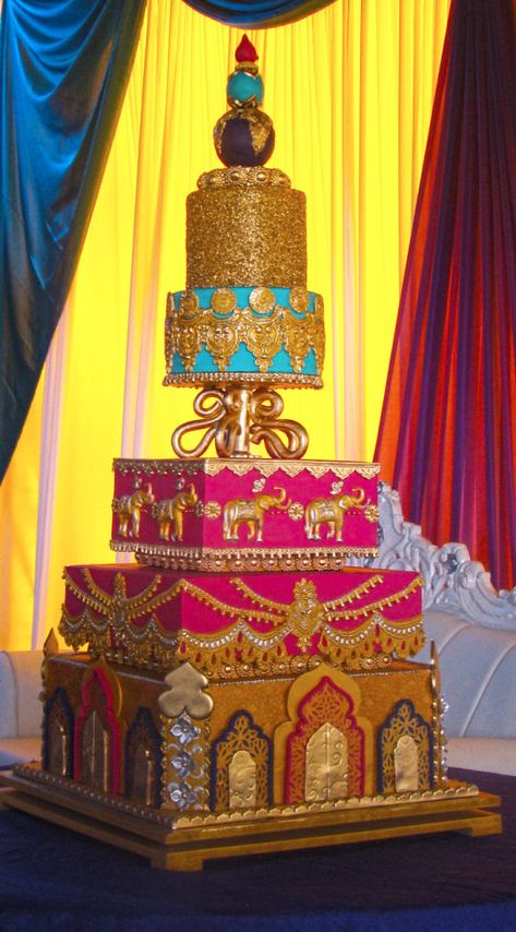 Hindu Wedding Cake Bollywood Cake, Aladdin Wedding, Indian Cake, Quirky Wedding, Cake Inspo, Indian Wedding Cakes, Amazing Wedding Cakes, Disney Birthday, Elegant Wedding Cakes