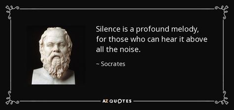 Silence is a profound melody, for those who can hear it above all the noise. - Socrates Socrates Quotes, Rare Quote, Know Thyself, Socrates, Know Nothing, What’s Going On, Cool Names, Bologna, The Soul