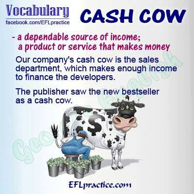 English idioms - Cash cow Cash Cow Quotes, Cow Quotes, Cash Cow, Idiomatic Expressions, English Teaching Resources, English Vocab, English Teaching, English Idioms, Grammar And Vocabulary