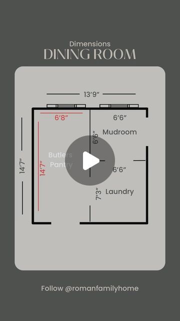 Allison Roman | Home Decor | Style | Lifestyle on Instagram: "BEFORE and DIMENSIONS   I’ve shared the transformation of our formal dining room into three smaller rooms, a mudroom, laundry room, and Butler’s pantry. I often get asked about the dimensions of each smaller room and how we figured out the framing. Here’s a better look at the before, process, and specific dimensions of each space.   You can shop all four of these spaces by commenting the specific words below respectively:  “KITCHEN” “PANTRY” “LAUNDRY” “MUDROOM”  Feel free to ask any more specific questions in the comments!" Dining Room Into Mudroom, Dining Room To Mudroom, Converting Dining Room To Butlers Pantry, Dining Room To Butlers Pantry, Dining Room To Pantry Conversion, Dining Room Conversion Ideas, Roman Home Decor, Convert Dining Room, Converted Dining Room