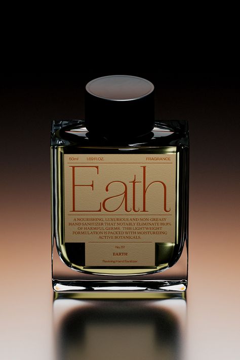 Eath fragrant hand sanitizer package design by Han Gao - Fivestar Branding Agency Is A Design and Branding Agency. This Work Belongs to The Accredited Artist and Is Curated For Inspiration Only #frangrancepackaging #packaging #luxurypackaging #packagedesign #cosmeticpackaging #skincarepackaging Perfume Label, Fragrance Packaging, Perfume Bottle Design, Perfume Packaging, Perfume Design, Perfume Brands, Beauty Packaging, Creative Packaging, Cosmetic Packaging