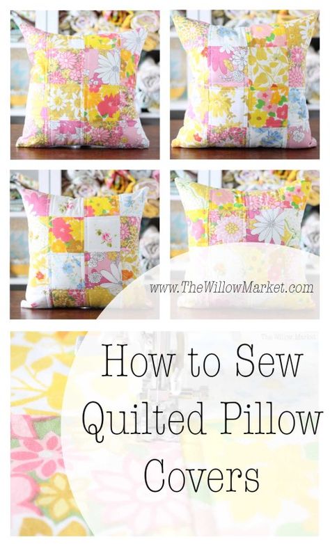 Quilted Pillow Covers, Pillow Covers Pattern, Diy Pillow Covers, Diy Camera, Pillow Tutorial, Patchwork Cushion, Crazy Patchwork, Patchwork Pillow, Sewing Pillows