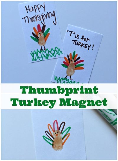 This Thumbprint Turkey Magnet is such a fun and easy craft for kids that they will more than likely want to make multiple magnets all day long! You probably have most of the items that you need for this activity already in your craft stash. My kids love h Thumbprint Turkey, Letterland Activities, Crafts For Thanksgiving, Art Craft For Kids, Easy Craft For Kids, Magnet Art, Thumbprint Art, Easy Thanksgiving Crafts, Thanksgiving Craft