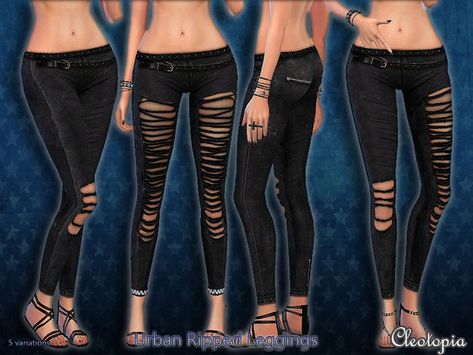 Cleotopia's Set43- Total Ripped Urban Leggings Sims 4 Cc Ripped Clothes, Sims 4 Ripped Clothes, Sims 4 Ripped Tights, Sims 4 Low Rise Pants, Sims 4 Ripped Jeans, Sims 4 Tripp Pants, The Sims 4 Cc Ripped Jeans, Sims 4 Urban Cc, Cc For Sims 4