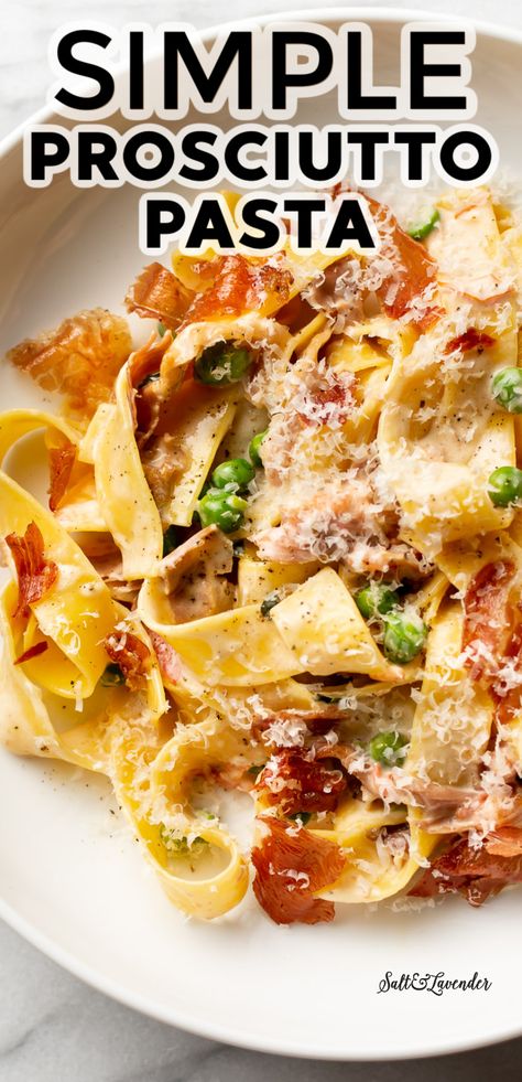 Fresh Italian Pasta Recipes, Healthy Husband Approved Meals, Prosciutto Pasta Toss, Fast And Easy Italian Recipes, Creamy Marinara Pasta Recipes, Creamy Roasted Tomato Ricotta Pasta With Crispy Prosciutto, Pepperdella Pasta, Cooking With Prosciutto, Pasta Dishes With Basil