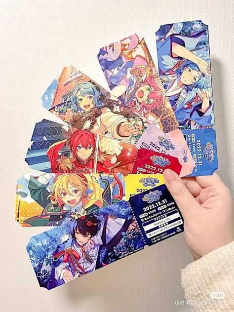 Anime Merch Ideas, Enstars Merch, Card Inspo Anime, Name Tag Design Ideas, Artist Merch, Id Card Design, Name Card Design, Ticket Design, Merch Ideas