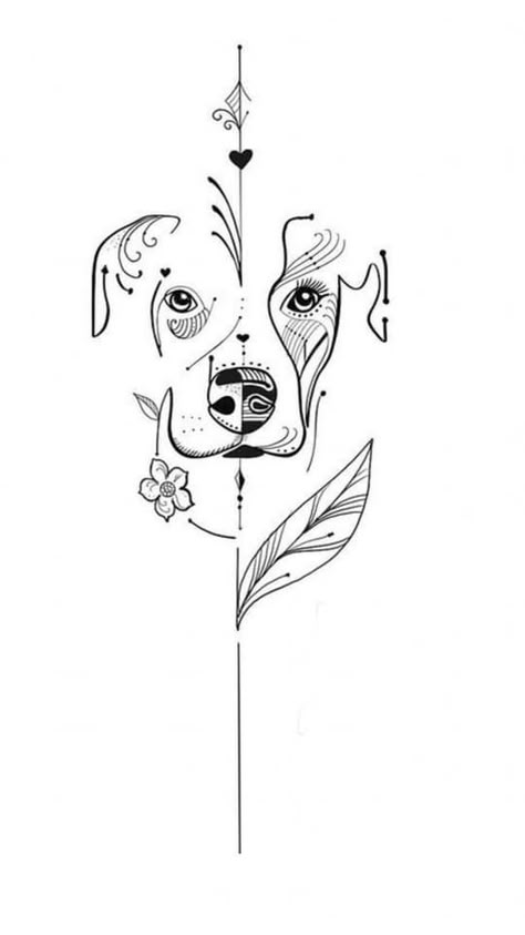 Cartoon Pet Tattoo, Dog And Stars Tattoo, Dog Flower Drawing, Minimalist Pitbull Tattoo, Dog Silhouette Drawing, Creative Dog Tattoos, Min Pin Tattoo, Pitbull Tattoo For Women, 2 Dogs Tattoo