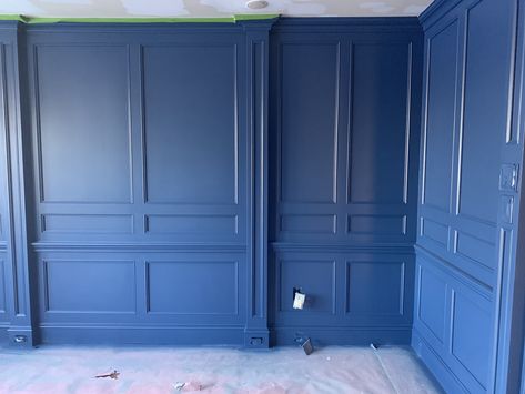 Twilight Blue Benjamin Moore, Benjamin Moore Downpour Blue, Downpour Blue Benjamin Moore, Mud Room Colors, Blue Benjamin Moore, Blue Entryway, Ralph Lauren Bedroom, True Summer, Blue Office