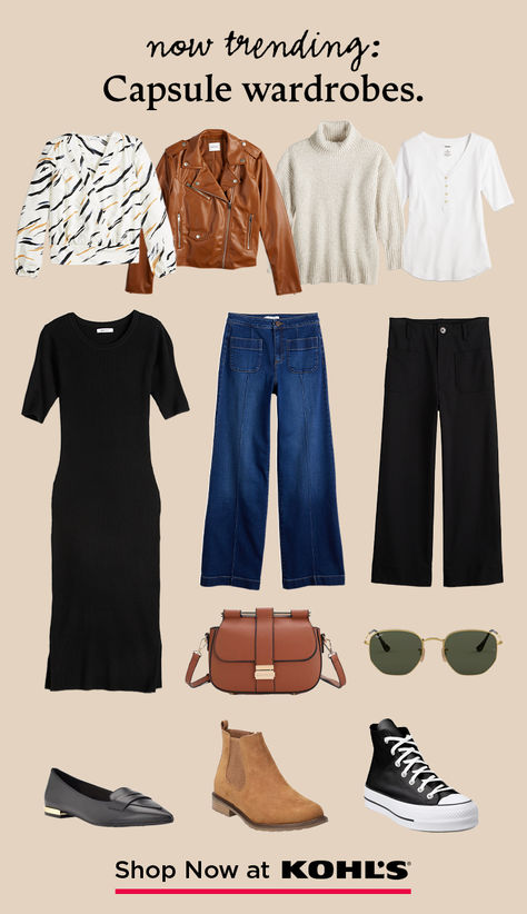 Kohls Capsule Wardrobe, Kohls Outfits, How To Have Style, Perfect Capsule Wardrobe, Capsule Wardrobe Essentials, Fashion Capsule Wardrobe, Winter Fashion Outfits Casual, Elevated Basics, Capsule Outfits