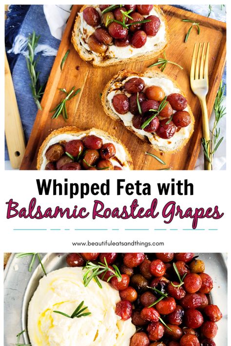 Balsamic Grapes With Whipped Feta, Whipped Feta And Roasted Grapes, Balsamic Roasted Grapes, Roasted Grapes And Ricotta, Roasted Grapes Appetizers, Whipped Feta With Roasted Grapes, Baked Feta With Roasted Grapes, Roasted Grapes And Brie, Roasted Grapes And Feta