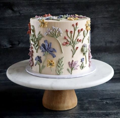 40th Birthday Cake For Women, Wildflower Cake, Buttercream Birthday Cake, 40th Birthday Cake, 40th Cake, 50th Cake, 16 Birthday Cake, Watercolor Cake, Birthday Dinner Party