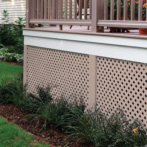 Deckorators saddle brown plastic privacy lattice is versatile and easy to install. Use it both inside and outside of your home for various projects such as pergolas, privacy garden fencing, lattice backed display shelves and more. Since it is UV stabilized and fade-resistant, you can safely use it outside in any weather. Deckorators 1/8-in x 48-in x 8-ft Saddle Plastic Privacy Lattice in Brown | 359494 Lattice For Deck, Privacy Lattice, Privacy Garden, Under Decks, Bay House, Backyard Deck, Inside And Outside, Saddle Brown, Garden Fencing