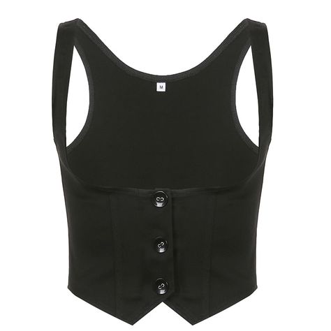 Brand Name: rapcopterFabric Type: BroadclothMaterial: polyesterMaterial: SpandexClothing Length: ShortOrigin: CN(Origin)Decoration: ButtonTops Type: Tank TopsModel Number: RAWHT19642Gender: WOMENStyle: SweetPattern Type: SolidItem Type: TopsColor: BlackSeason: Summer Gothic Jackets, Steampunk Dress, Black Corset Top, Solid Tank Tops, Winter Outerwear, Streetwear Tops, Black Corset, Y2k Streetwear, Black Vest