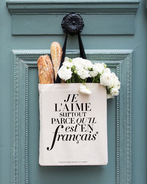 Francophile Holiday Gift Guide: The Book Lover — Every Day Parisian French Tote Bag, French Typography, Tote Bag With Pockets, French Lifestyle, French Living, College Student Gifts, Fabric Handbags, I Love Paris, Paris Print