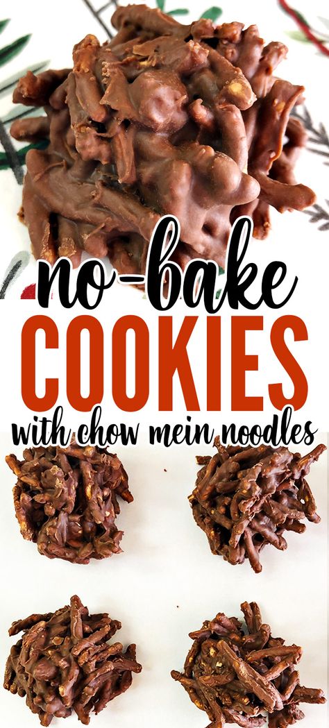 Chow Mein Noodle Cookies, Haystacks Recipe, Healthy No Bake Cookies, Easy No Bake Cookies, Quick Cookies, Peanut Butter No Bake, Chow Mein Noodles, Baking Recipes Cookies, Butterscotch Chips