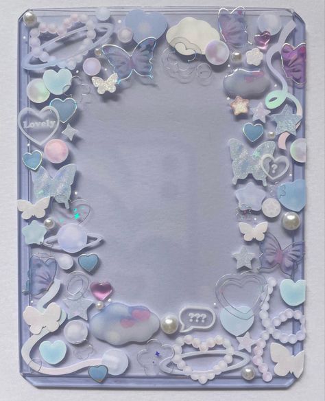 Photo Card Top Loader, Blue Toploader Deco, Kpop Deco Toploader, Deco Toploader Ideas, Blue Toploader, Kpop Top Loader, Top Loader Deco Kpop, Toploader Aesthetic, Top Loader Deco