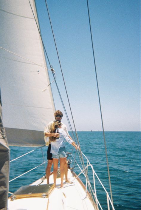 Mediterranean Sailing Aesthetic, Living On Sailboat, Sailing Couple Aesthetic, Sailing Honeymoon, Sailboat Aesthetic, Sailing Couple, Money Core, Massachusetts Summer, Sailboat Life