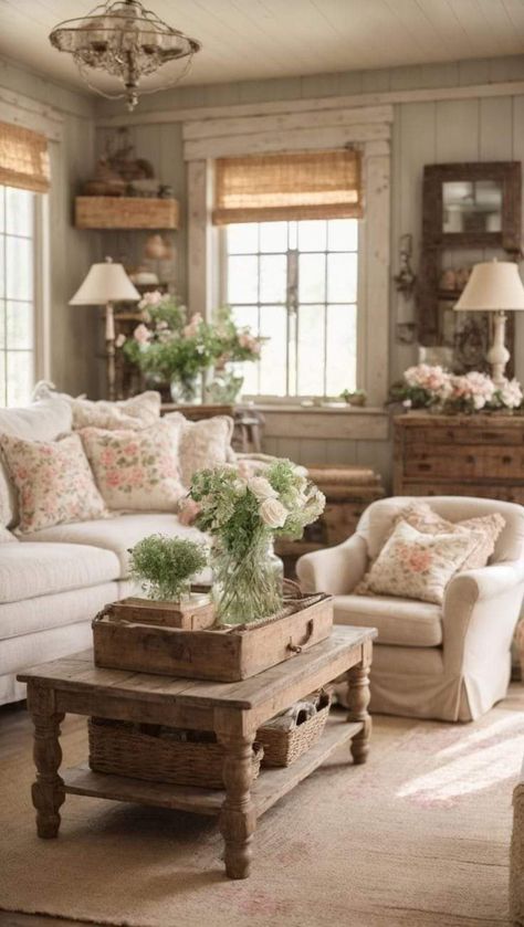 Modern Cottage Decor Living Room, Cottage Chic Living Room, Country Living Room Furniture, Cottage House Interior, Cottage Decor Living Room, English Cottage Interiors, Coastal Decorating Living Room, French Country Living, French Country Living Room