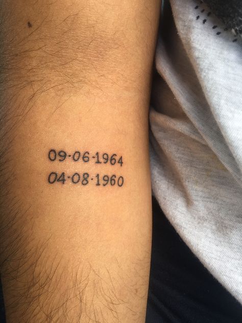 Tattoo With Birthdates, Tattoo Numero, Grandad Tattoo, Nan Tattoo, Meaning Full Tattoos, Sarah Tattoo, Birthdate Tattoo, Birthday Tattoo, Date Tattoos