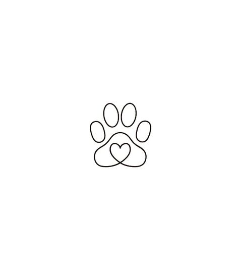 Paw With Heart Tattoo, Paw Print Tattoo Simple, One Line Paw Tattoo, Paw Print Line Tattoo, Havanese Tattoo Ideas, Dog Paw Outline Tattoo, Unique Paw Print Tattoo, Tattoo Outlines For Beginners, Easy Tattoo Outlines