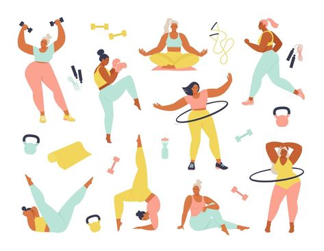 Ways To Be Healthier, Fitness Habits, Wellness Habits, Sports Aesthetic, Sports Day, Do Exercise, Old People, Flat Illustration, Intense Workout