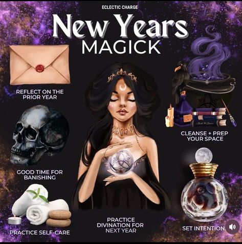 Witch New Year, New Year Witchcraft, Witches New Year, Good Luck Spells, New Year Art, Luck Spells, Witchy Stuff, Yule, Enchanted