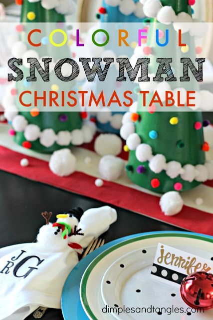 Dimples and Tangles: COLORFUL SNOWMAN CHRISTMAS TABLESCAPE Dimples And Tangles, Hippopotamus For Christmas, Christmas Table Setting, Hobby Lobby Christmas, Jesus Birthday, Colorful Home Decor, Christmas Tablescape, Colorful Home, Mini Ornaments