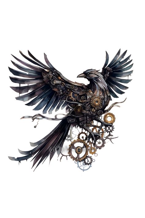 Steampunk enthusiast, ready to explore? ⚙️🔮 Uncover our Halloween clipart bundle, featuring 12 stunning watercolor-style images. Elevate your creativity in DIY, invitations, and blogs with this Steampunk-infused visual feast. Discover the enigma of Halloween Steampunk crows and infuse it into your designs. 🎃🎨💀 Steampunk Crow Tattoo, Steampunk Crow, Crow Clipart, Steampunk Raven, Steampunk Tattoo Design, Fantasy Png, Steampunk Kunst, Raven Design, Steampunk Images