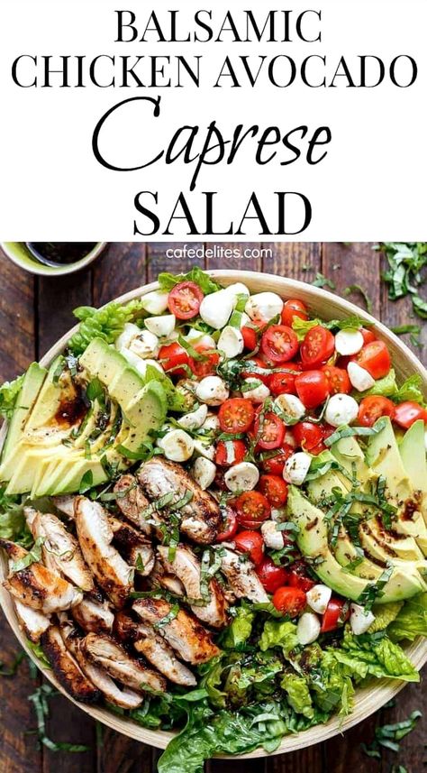 Indulge in a fresh twist on a classic favorite with this Savory Chicken and Avocado Caprese Delight. Juicy grilled chicken pairs perfectly with creamy avocado, ripe tomatoes, and fragrant basil, all drizzled with a tangy balsamic glaze. Perfect for a light lunch or a satisfying dinner, this dish brings together vibrant flavors and wholesome ingredients for a meal that's as nutritious as it is delicious. Whether you're hosting a summer gathering or simply enjoying a quiet evening at home, this delightful recipe is sure to impress and satisfy. Plant Based Salads, Balsamic Chicken Salad, Avocado Caprese Salad, Chicken Avocado Caprese, Fried Mac And Cheese, Caprese Chicken, Salad Wraps, Best Low Carb Recipes, Balsamic Chicken