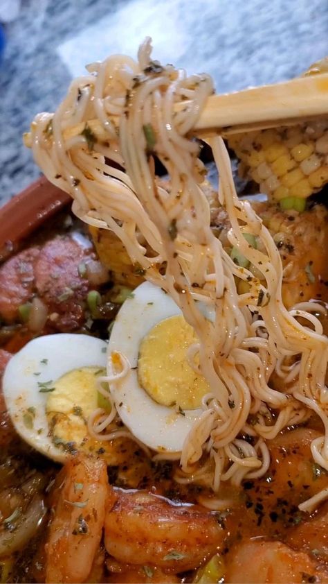 Shrimp Boil Ramen in 2022 | Shrimp recipes for dinner, Seafood recipes, Lunch recipes Seafood Noodle Bowl, Seafood Boil Ramen Noodle Recipes, Crab Ramen Noodle Recipes, Seafood Ramen Recipes, Seafood Boil With Ramen Noodles, Cajun Ramen Noodles, Seafood Ramen Noodle Recipes, Shrimp Ramen Noodle Recipes, Spicy Shrimp Ramen