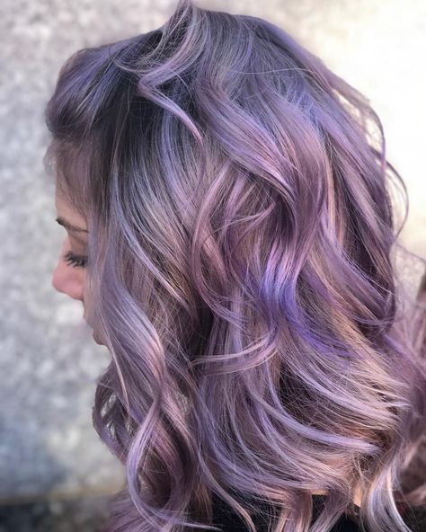 Purple And Silver Hair, Hair Purple Highlights, Purple Highlights Blonde Hair, Silver Lavender Hair, Blue Hair Streaks, Rachel Hair, Purple Ombre Hair, Color Extensions, Blue Ombre Hair