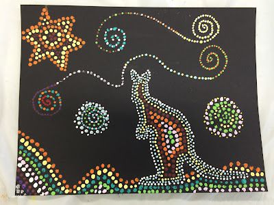 Kathy's Art Project Ideas: Aboriginal Dot Art Lesson Australian Art For Kids, Painting Lesson Plans, Aboriginal Art For Kids, Aboriginal Dreamtime, Aboriginal Symbols, Aboriginal Art Dot Painting, Aboriginal Dot Painting, Aboriginal Dot Art, Kids Art Class