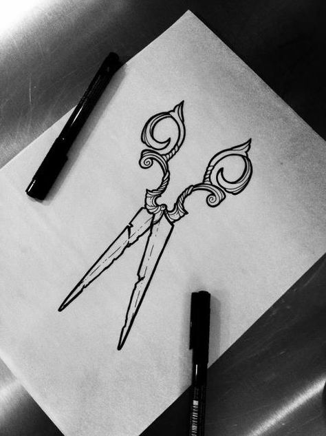 Sara Fabel Artwork. Scissors Drawing, Sara Fabel, Drawings With Meaning, Barber Tattoo, Flash Tattoo Designs, Black Ink Tattoos, Tattoo Flash Art, Flash Art, Hand Art