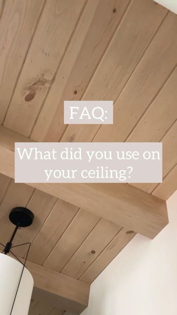 Paige Bower | Budget DIY + Custom Carpentry + Design on Instagram: "✨ Most Asked Question: What all did we use on our ceiling here? ✨

We used pine tongue & groove + clear pine for the faux beams. I sanded everything + stained it all before we installed. 

My stain process is saved to my highlight bubble: Stain Combo. 

Save, like & Follow for more DIY projects like this!!

#pine #clearpine #tongueandgrooveceiling #tongueandgroove" How To Install Tongue And Groove Ceiling, Stained Pine Ceiling, Custom Carpentry, Tongue And Groove Ceiling, Stain On Pine, Faux Beams, House Updates, Furniture Refinishing, Budget Diy