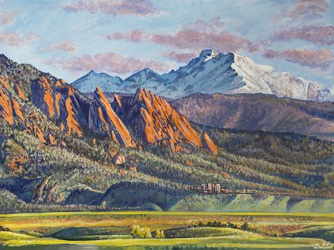 14er Art : The Top 10 Most Beautiful Colorado 14ers Boulder Flatirons, Colorado Painting, Abstract Figure Painting, Vintage Landscapes, Longs Peak, Awesome Paintings, Mountain Scenes, Crown Tattoo Design, Colorado Artists