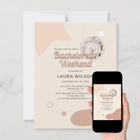 Retro Disco Bachelorette Weekend Party Itinerary Invitation  Zazzle Bachelorette Disco, Modern Disco, Itinerary Invitation, Retro Invitation, Retro Bachelorette, Bachelorette Weekend Itinerary, Disco Bachelorette, Bachelorette Weekend Invitations, The Vow